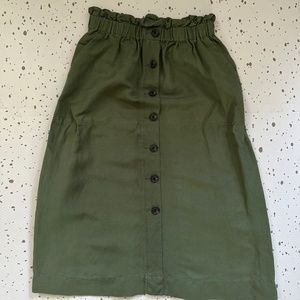 Madewell Paperbag Button-Front Midi Skirt / XX-SMALL / FADED PALM